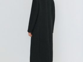 Длинное двубортное пальто, Черный