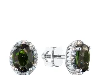 Пусеты из белого золота с хромдиопсидами э4754пс11210402