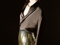 Мини-юбка с длинными пайетками, Золотой