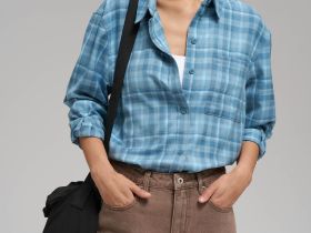 Рубашка объемного кроя в клетку