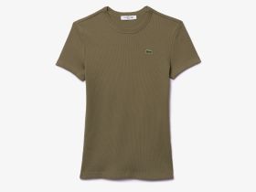 Женская футболка Lacoste приталенного кроя из хлопка в рубчик