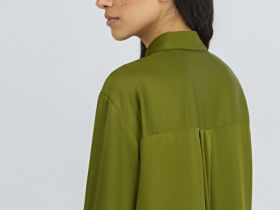 Сатиновая блузка из вискозы, Зеленый