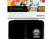 Набор акварели Mungyo "Gallery" 12 цв мал. кюветы в металлической коробке