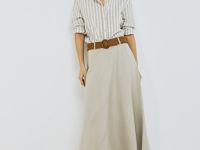 Длинная юбка А-силуэта, Бежевый
