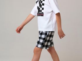 Комплект для мальчиков: фуфайка (футболка) трикотажная, шорты текстильные