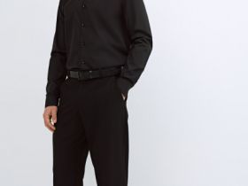 Прямые брюки с эластичным поясом, Черный