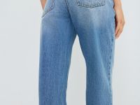 Прямые джинсы с высокой посадкой, Голубой