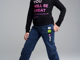 Брюки текстильные джинсовые утепленные флисом для девочек