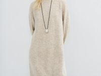 Вязаное платье из пряжи с шерстью, Бежевый