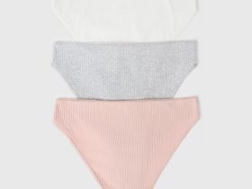 Классические трусы-брифы в рубчик, 3 шт., Серый