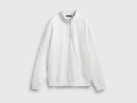 Толстовка с воротником-стойкой на молнии, Белый