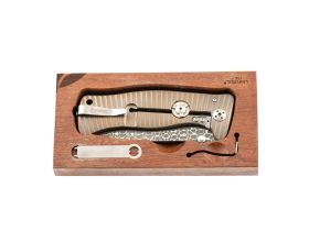 Нож складной LionSteel SR1DI G, сталь дамаск, рукоять титан
