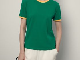 Футболка из хлопка с контрастной окантовкой