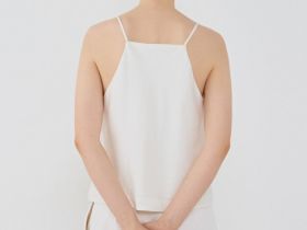 Льняной топ на бретелях, Белый