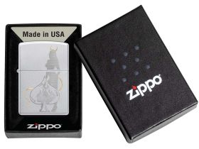 Зажигалка ZIPPO Devilish Ace с покрытием Satin Chrome, латунь/сталь, серебристая, 38x13x57 мм