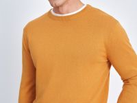 Джемпер из хлопка и шерсти с округлым вырезом