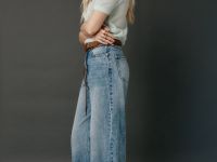 Широкие джинсы из плотного денима, Синий