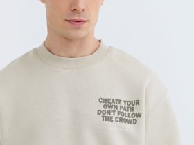 Базовый свитшот с принтом, Бежевый