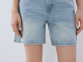 Прямые шорты со средней посадкой, Голубой