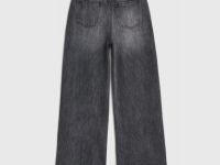 Утеплённые широкие джинсы с эффектом стирки для девочек, Серый