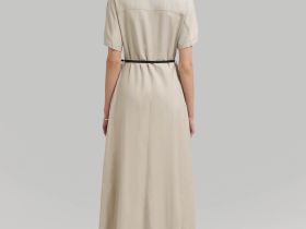 Приталенное платье миди со льном