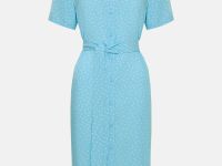 Платье с коротким рукавом и поясом