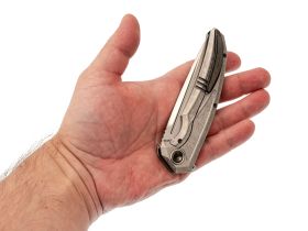 Складной нож TUOTOWN Espada, сталь Tmax, рукоять Grey Crystal Ti/Chaotic Gold CF