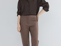 Зауженные прямые брюки, Коричневый