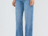 Широкие джинсы с высокой посадкой, Голубой