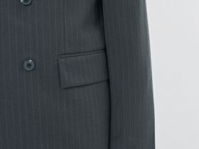 Двубортный пиджак в полоску O'STIN x Яндекс Книги, Серый