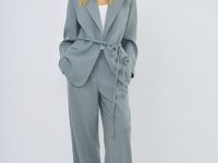 Жакет на запах с поясом, Серый