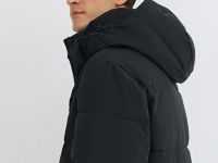 Удлинённая утеплённая куртка с капюшоном, Черный