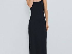 Платье на тонких бретелях, Черный