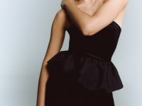 Бархатный топ с баской, Черный