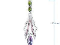 Серьги из серебра с аметистами, гранатами и хромдиопсидами э0681сг01260358