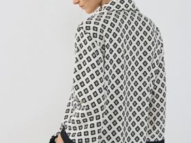 Блузка из вискозы с принтом, Белый