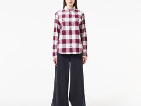 Женская хлопковая рубашка Lacoste в клетку