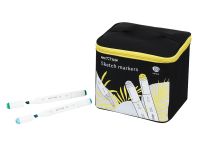 Набор двусторонних маркеров для скетчинга MESHU основные цвета 80 цв, текстильный чехол на молнии