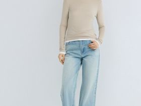 Лонгслив с содержанием модала и шёлка, Бежевый