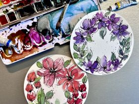 Набор открыток из акварельной бумаги Hahnemuhle, 300 г, D=13 см, 30 л, жестяная коробка