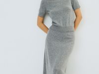 Вязаная юбка-трапеция, Серый