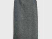 Прямая юбка миди, Серый