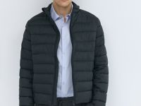 Утеплённая лёгкая куртка с воротником-стойкой, Серый