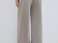 Базовые широкие брюки с эффектом стирки, Бежевый