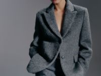 Однобортный жакет из натуральной шерсти, Серый