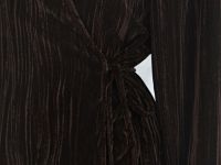 Блузка из жатого бархата с поясом, Коричневый