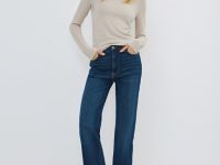 Лонгслив из вискозы, Бежевый