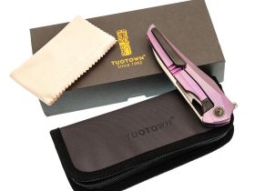 Складной нож TUOTOWN Magpie, сталь M390, рукоять Crystal Titanium Purple