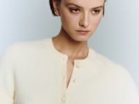 Укороченный кардиган с содержанием шерсти, Желтый