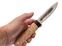 Нож Северный Соболь, сталь Х12МФ, окованный дол, рукоять карельская береза